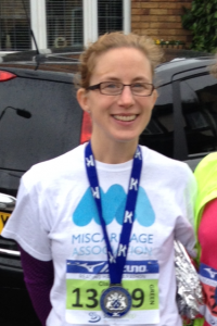 Claire Guile running the Reading Half Marathon to raise funds for the Miscarriage Association