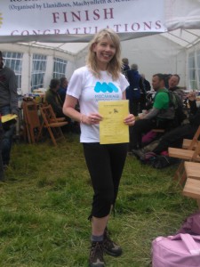Lesley Lewis fundraising for the Miscarriage Association at the Rotary Across Wales Walk 2013.