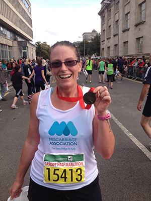 Ruth after the Cardiff Half Marathon